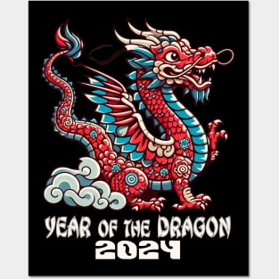 Happy New Year 2024 Chinese New Year 2024 Year of the Dragon Posters and Art